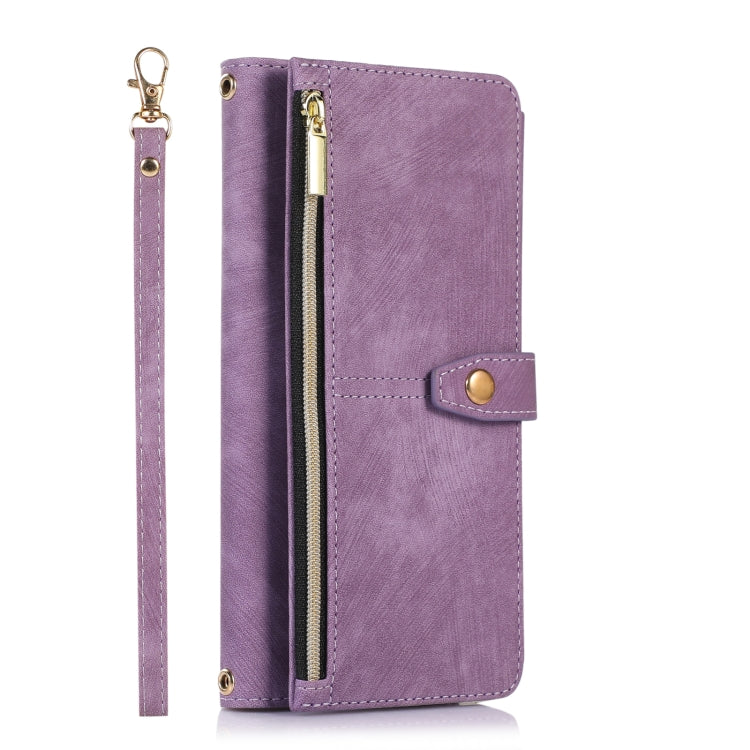 For Google Pixel 7 Pro Dream 9-Card Wallet Zipper Bag Leather Phone Case(Purple) by buy2fix