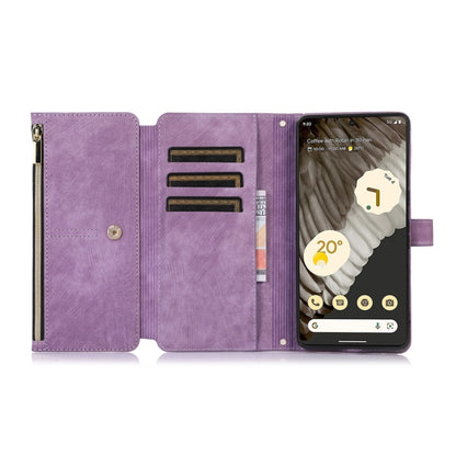 For Google Pixel 7 Pro Dream 9-Card Wallet Zipper Bag Leather Phone Case(Purple) by buy2fix