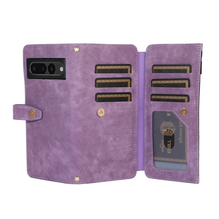 For Google Pixel 7 Pro Dream 9-Card Wallet Zipper Bag Leather Phone Case(Purple) by buy2fix