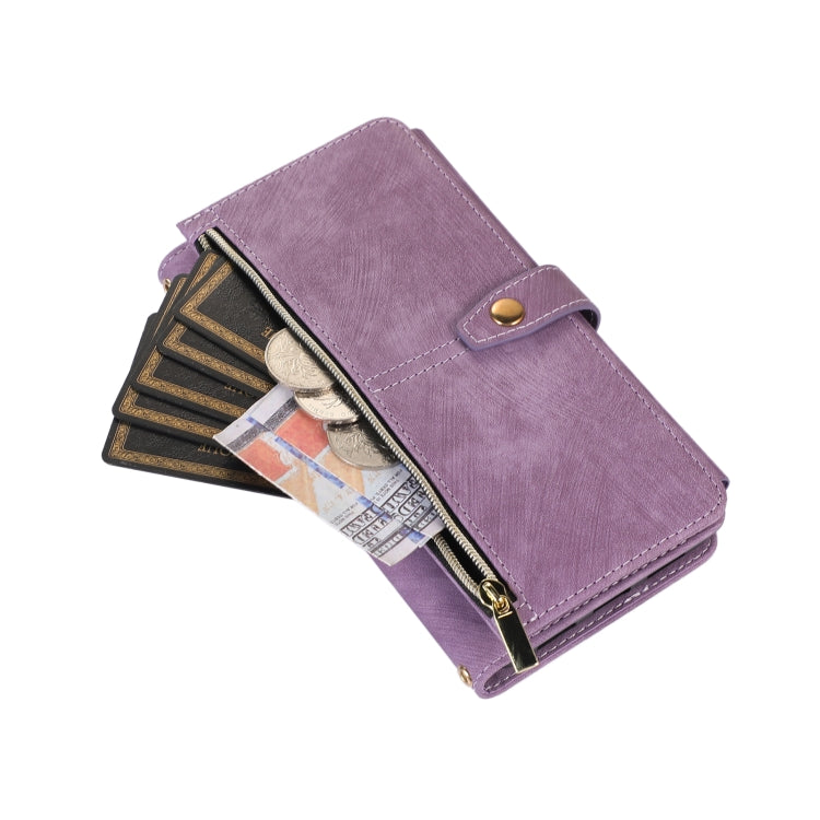 For Google Pixel 7 Pro Dream 9-Card Wallet Zipper Bag Leather Phone Case(Purple) by buy2fix