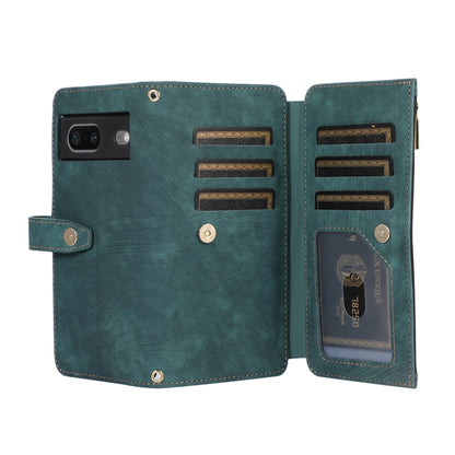 For Google Pixel 7 Dream 9-Card Wallet Zipper Bag Leather Phone Case(Green) by buy2fix