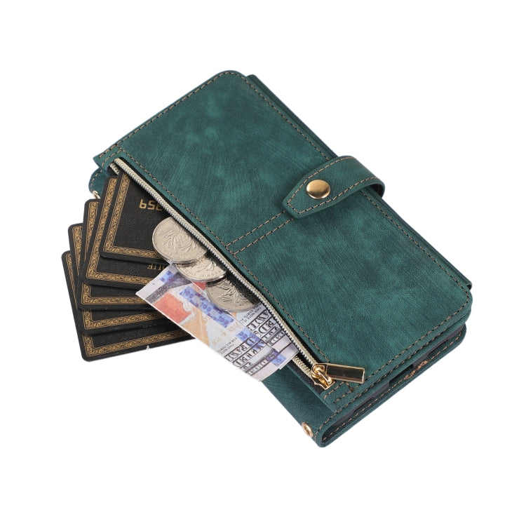 For Google Pixel 7 Dream 9-Card Wallet Zipper Bag Leather Phone Case(Green) by buy2fix
