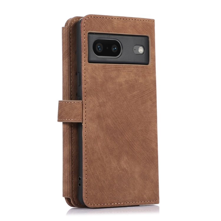 For Google Pixel 7 Dream 9-Card Wallet Zipper Bag Leather Phone Case(Brown) by buy2fix