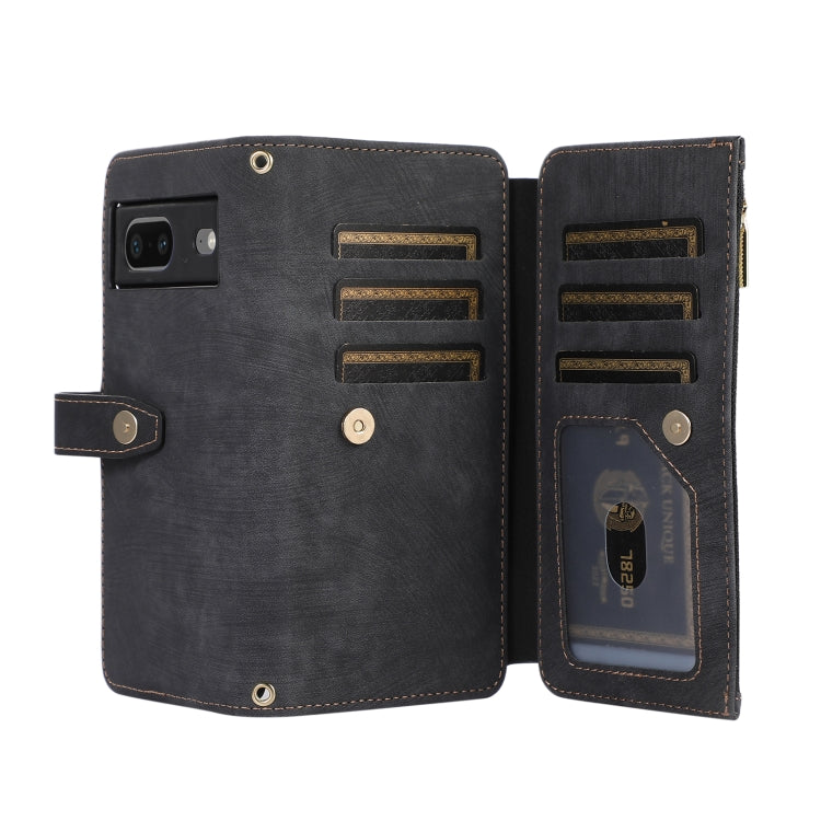 For Google Pixel 7 Dream 9-Card Wallet Zipper Bag Leather Phone Case(Black) by buy2fix