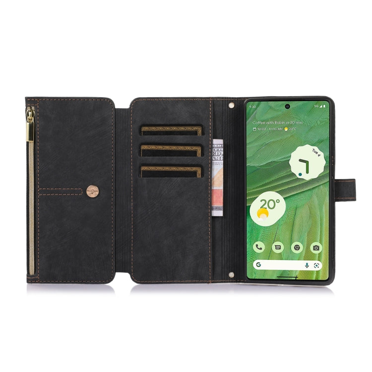 For Google Pixel 7 Dream 9-Card Wallet Zipper Bag Leather Phone Case(Black) by buy2fix