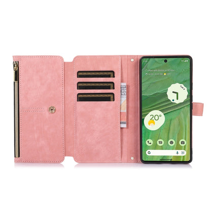 For Google Pixel 7 Dream 9-Card Wallet Zipper Bag Leather Phone Case(Pink) by buy2fix