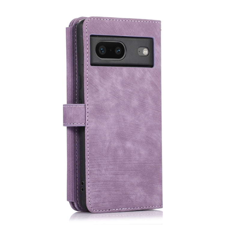 For Google Pixel 7 Dream 9-Card Wallet Zipper Bag Leather Phone Case(Purple) by buy2fix
