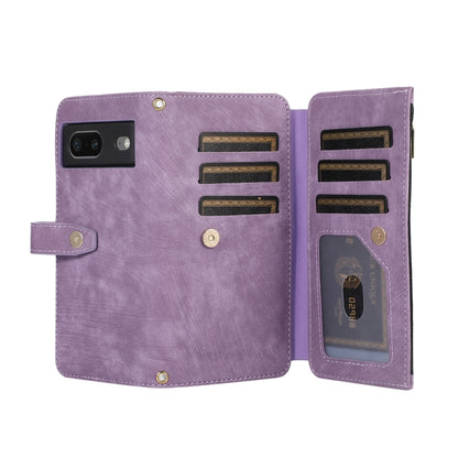For Google Pixel 7 Dream 9-Card Wallet Zipper Bag Leather Phone Case(Purple) by buy2fix
