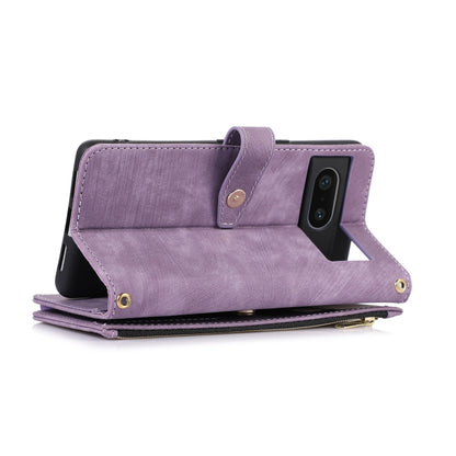 For Google Pixel 7 Dream 9-Card Wallet Zipper Bag Leather Phone Case(Purple) by buy2fix