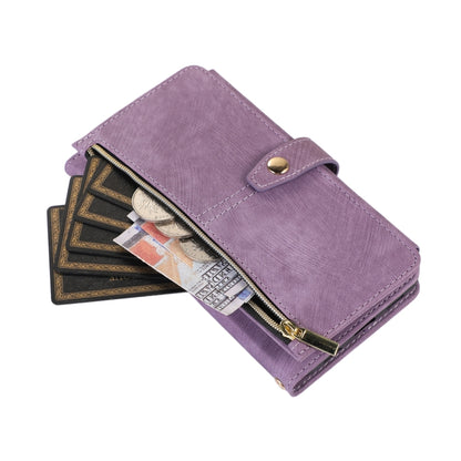 For Google Pixel 7 Dream 9-Card Wallet Zipper Bag Leather Phone Case(Purple) by buy2fix
