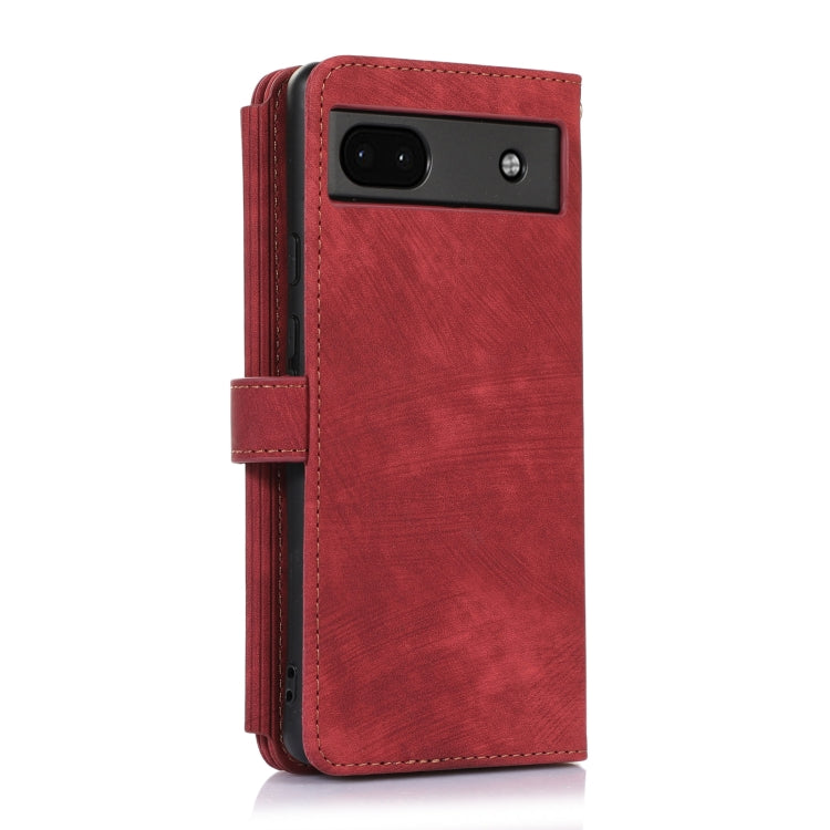 For Google Pixel 6a Dream 9-Card Wallet Zipper Bag Leather Phone Case(Red) by buy2fix