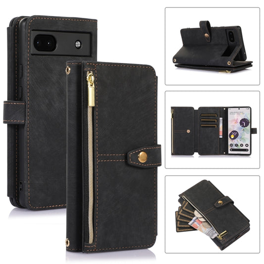 For Google Pixel 6a Dream 9-Card Wallet Zipper Bag Leather Phone Case(Black) by buy2fix