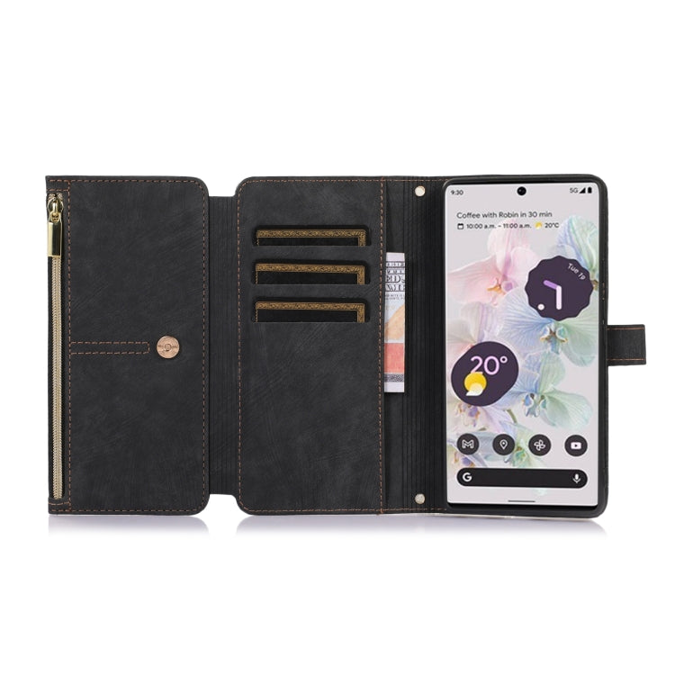 For Google Pixel 6a Dream 9-Card Wallet Zipper Bag Leather Phone Case(Black) by buy2fix