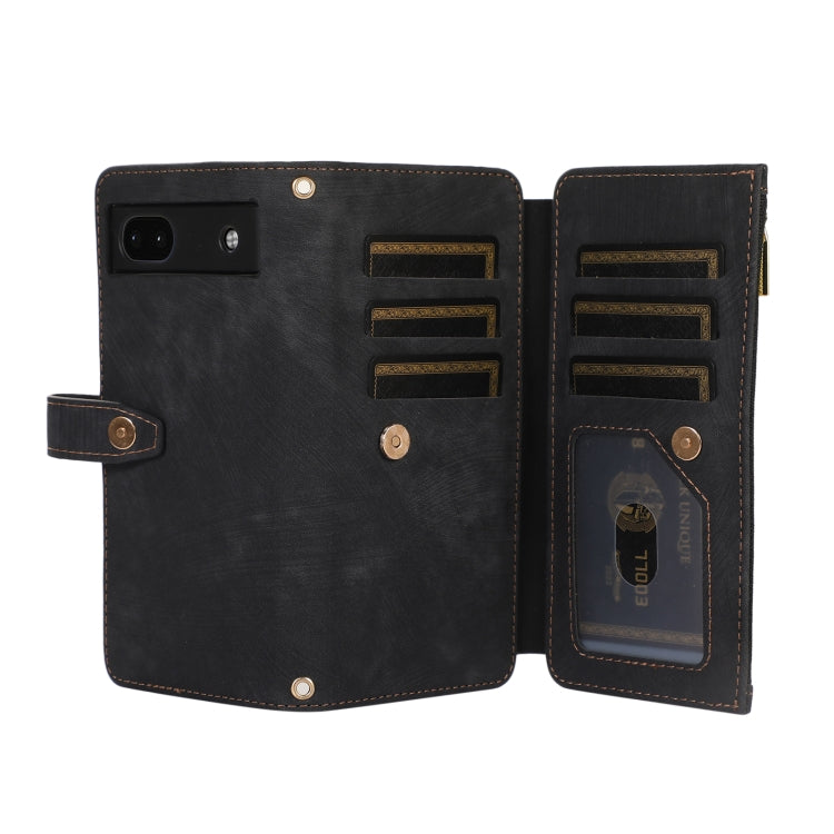 For Google Pixel 6a Dream 9-Card Wallet Zipper Bag Leather Phone Case(Black) by buy2fix
