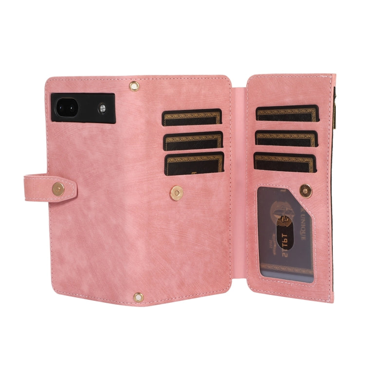 For Google Pixel 6a Dream 9-Card Wallet Zipper Bag Leather Phone Case(Pink) by buy2fix