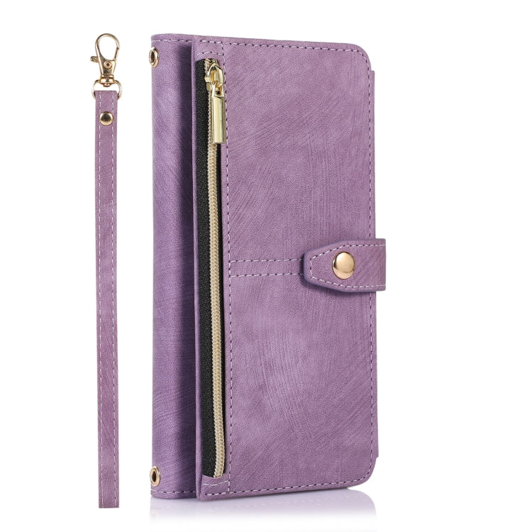 For Google Pixel 6a Dream 9-Card Wallet Zipper Bag Leather Phone Case(Purple) by buy2fix
