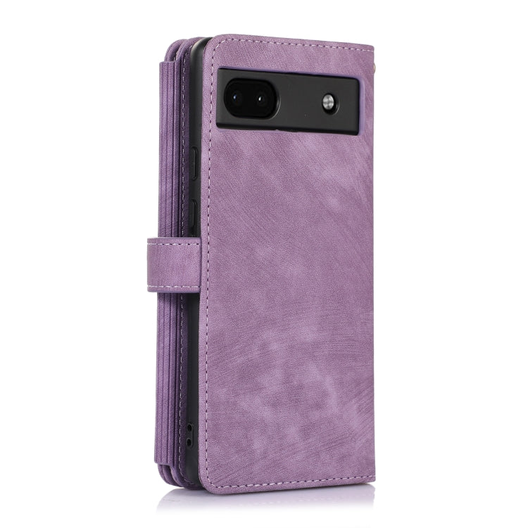 For Google Pixel 6a Dream 9-Card Wallet Zipper Bag Leather Phone Case(Purple) by buy2fix
