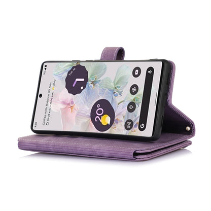 For Google Pixel 6a Dream 9-Card Wallet Zipper Bag Leather Phone Case(Purple) by buy2fix