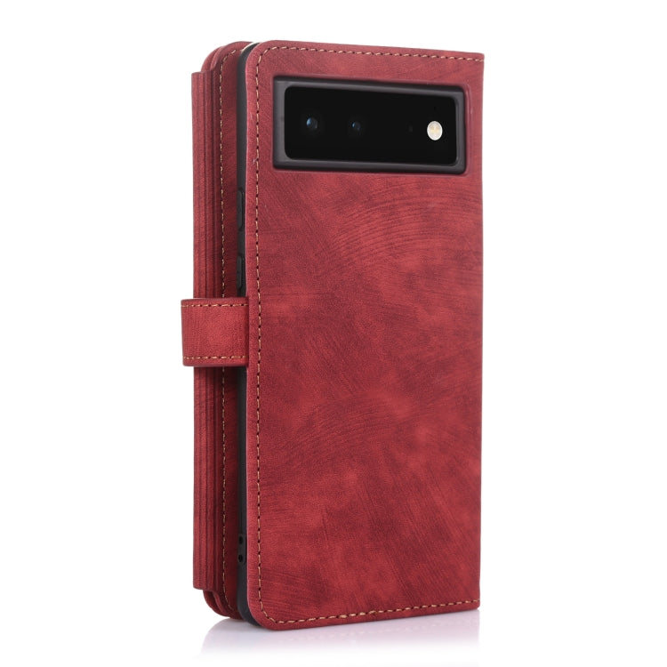 For Google Pixel 6 Dream 9-Card Wallet Zipper Bag Leather Phone Case(Red) by buy2fix