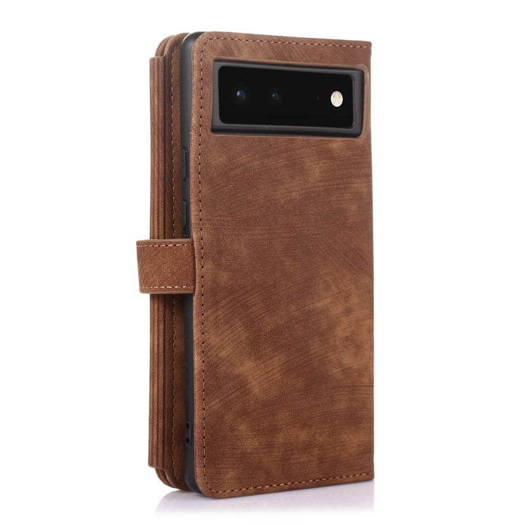 For Google Pixel 6 Dream 9-Card Wallet Zipper Bag Leather Phone Case(Brown) by buy2fix