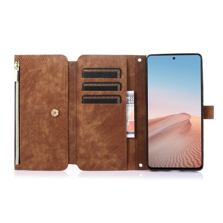 For Google Pixel 6 Dream 9-Card Wallet Zipper Bag Leather Phone Case(Brown) by buy2fix