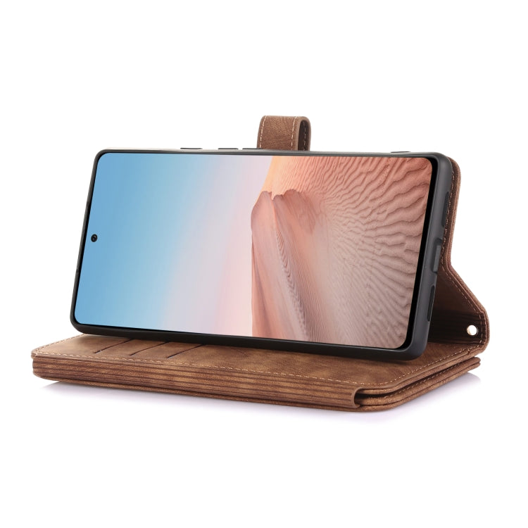 For Google Pixel 6 Dream 9-Card Wallet Zipper Bag Leather Phone Case(Brown) by buy2fix