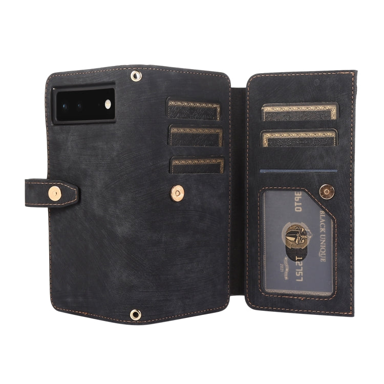 For Google Pixel 6 Dream 9-Card Wallet Zipper Bag Leather Phone Case(Black) by buy2fix