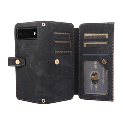 For Google Pixel 6 Dream 9-Card Wallet Zipper Bag Leather Phone Case(Black) by buy2fix