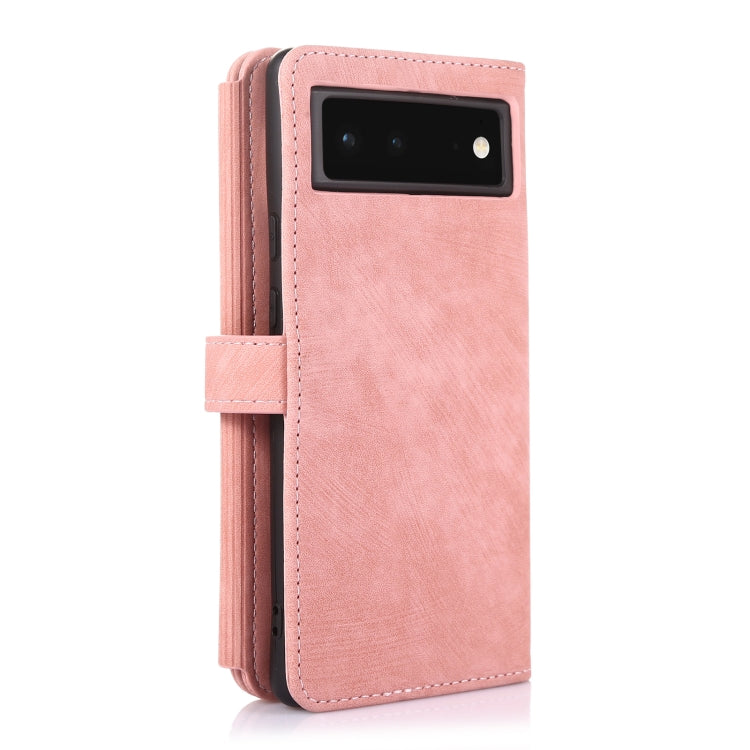 For Google Pixel 6 Dream 9-Card Wallet Zipper Bag Leather Phone Case(Pink) by buy2fix