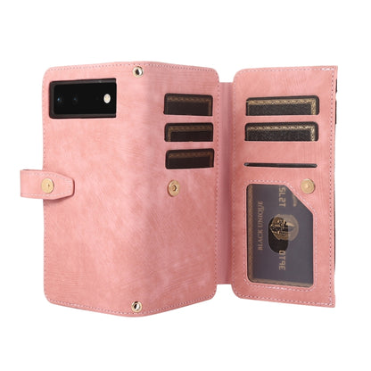 For Google Pixel 6 Dream 9-Card Wallet Zipper Bag Leather Phone Case(Pink) by buy2fix