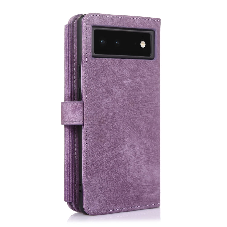 For Google Pixel 6 Dream 9-Card Wallet Zipper Bag Leather Phone Case(Purple) by buy2fix