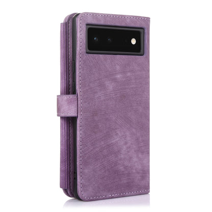 For Google Pixel 6 Dream 9-Card Wallet Zipper Bag Leather Phone Case(Purple) by buy2fix
