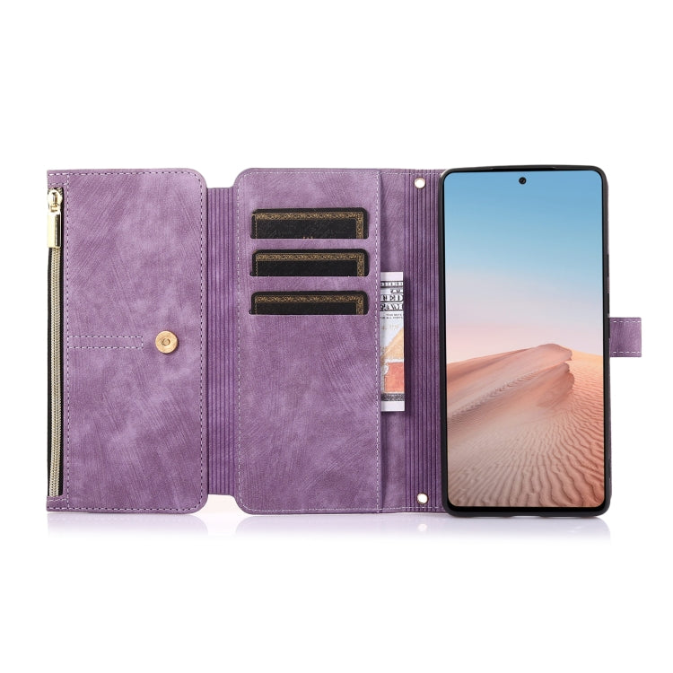 For Google Pixel 6 Dream 9-Card Wallet Zipper Bag Leather Phone Case(Purple) by buy2fix