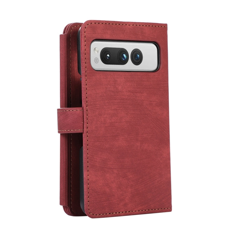 For Google Pixel Fold Dream 9-Card Wallet Zipper Bag Leather Phone Case(Red) by buy2fix