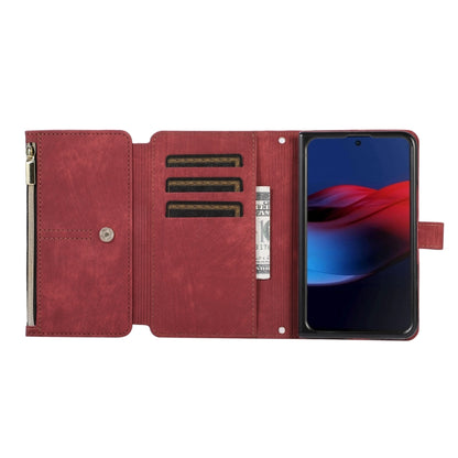 For Google Pixel Fold Dream 9-Card Wallet Zipper Bag Leather Phone Case(Red) by buy2fix