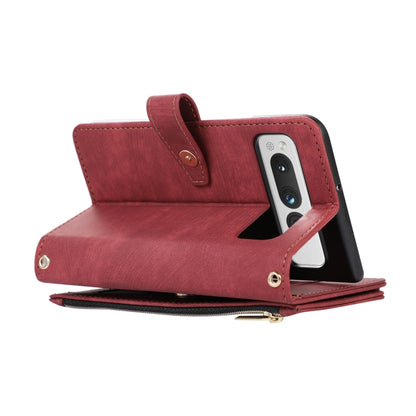 For Google Pixel Fold Dream 9-Card Wallet Zipper Bag Leather Phone Case(Red) by buy2fix