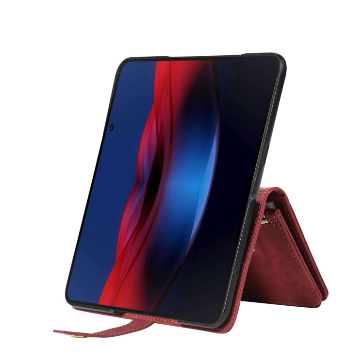 For Google Pixel Fold Dream 9-Card Wallet Zipper Bag Leather Phone Case(Red) by buy2fix
