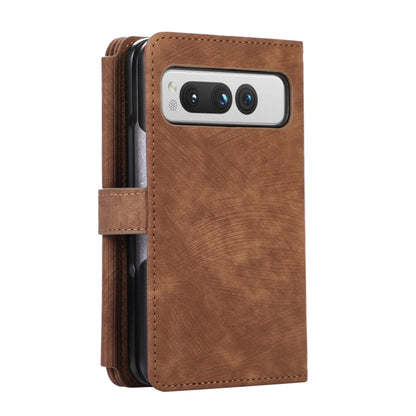 For Google Pixel Fold Dream 9-Card Wallet Zipper Bag Leather Phone Case(Brown) by buy2fix
