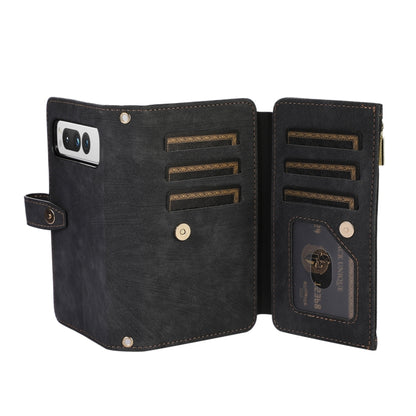 For Google Pixel Fold Dream 9-Card Wallet Zipper Bag Leather Phone Case(Black) by buy2fix