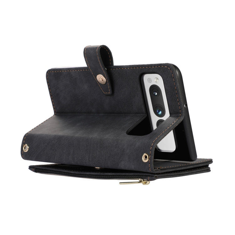 For Google Pixel Fold Dream 9-Card Wallet Zipper Bag Leather Phone Case(Black) by buy2fix