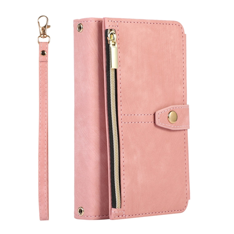 For Google Pixel Fold Dream 9-Card Wallet Zipper Bag Leather Phone Case(Pink) by buy2fix
