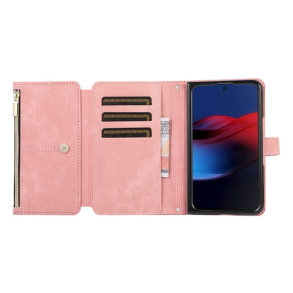 For Google Pixel Fold Dream 9-Card Wallet Zipper Bag Leather Phone Case(Pink) by buy2fix