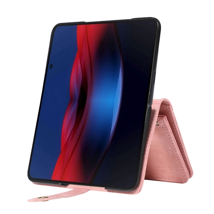 For Google Pixel Fold Dream 9-Card Wallet Zipper Bag Leather Phone Case(Pink) by buy2fix