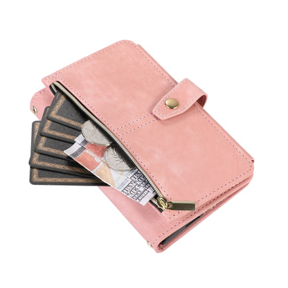 For Google Pixel Fold Dream 9-Card Wallet Zipper Bag Leather Phone Case(Pink) by buy2fix