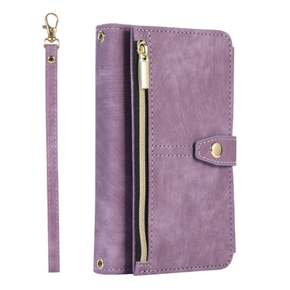 For Google Pixel Fold Dream 9-Card Wallet Zipper Bag Leather Phone Case(Purple) by buy2fix