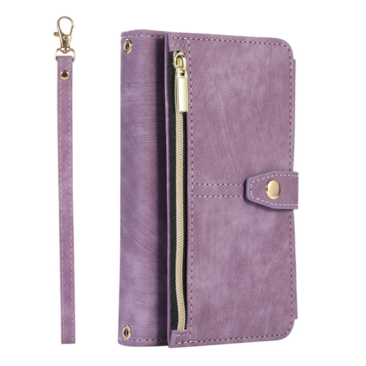 For Google Pixel Fold Dream 9-Card Wallet Zipper Bag Leather Phone Case(Purple) by buy2fix