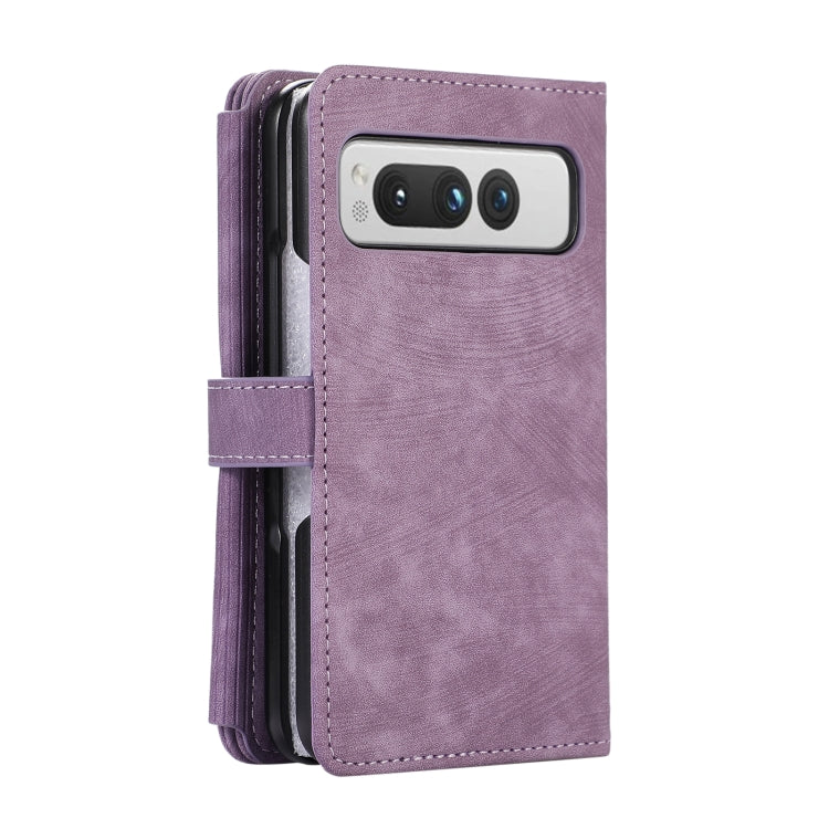 For Google Pixel Fold Dream 9-Card Wallet Zipper Bag Leather Phone Case(Purple) by buy2fix
