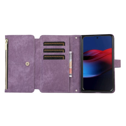 For Google Pixel Fold Dream 9-Card Wallet Zipper Bag Leather Phone Case(Purple) by buy2fix