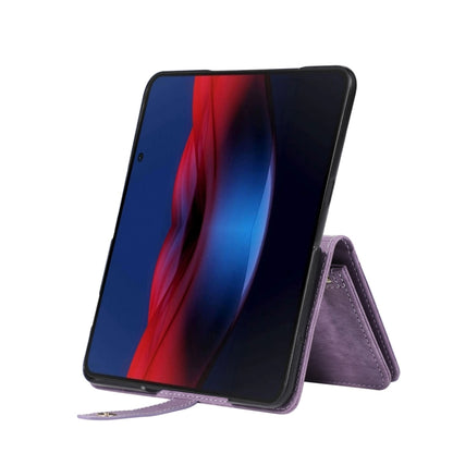 For Google Pixel Fold Dream 9-Card Wallet Zipper Bag Leather Phone Case(Purple) by buy2fix