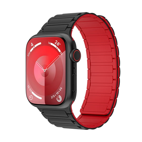 For Apple Watch SE 2023 40mm Magnetic Loop Silicone Watch Band(Black Red)
